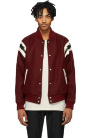 Rhude - Red Wool Varsity Bomber Jacket