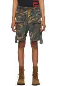 Rhude - Brown & Green Camouflage Cargo Shorts