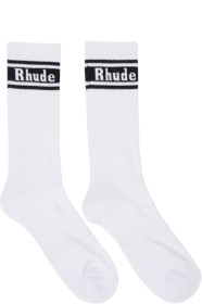 Rhude - ホワイト & ブラック ロゴ ソックス