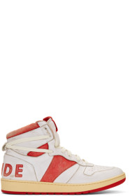 Rhude - ホワイト & レッド Bball ハイ スニーカー