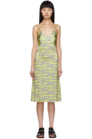Ashley Williams - Green & Purple Tattoo Print Slip Dress