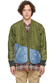 Greg Lauren - Green & Blue 50/50 Modern Flight Jacket