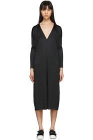 Pleats Please Issey Miyake - ブラック プリーツ V ネック ドレス