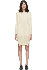 Pleats Please Issey Miyake - Off-White Pleats Side-Vent Dress