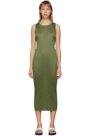 Pleats Please Issey Miyake - Khaki Pleated Tank Dress