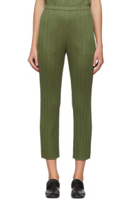 Pleats Please Issey Miyake - 卡其色褶裥长裤