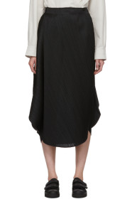 Pleats Please Issey Miyake - Black Curved Pleats Skirt