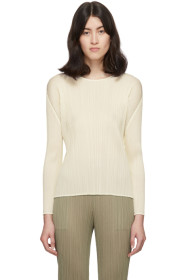 Pleats Please Issey Miyake - 灰白色褶裥圆领针织衫
