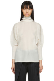 Pleats Please Issey Miyake - Off-White Rib Pleats Oversized Turtleneck