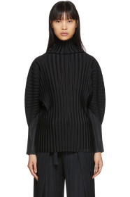 Pleats Please Issey Miyake - Black Rib Pleats Oversized Turtleneck