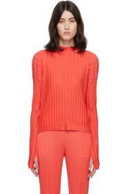 Pleats Please Issey Miyake - Red Rib Pleats Turtleneck