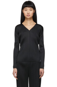 Pleats Please Issey Miyake - Black Pleats Basics V-Neck Pullover