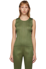 Pleats Please Issey Miyake - 卡其色褶裥背心