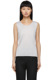 Pleats Please Issey Miyake - Débardeur plissé gris Basics