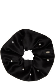 Sophie Buhai - Black Satin Pearl Scrunchie