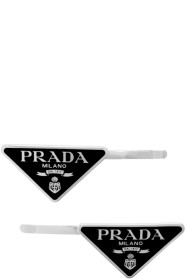 Prada - Silver Logo Barrettes