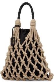 Prada - Beige & Black Cord Net Tote