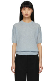 Prada - Blue Wool Shetland Short Sleeve Sweater