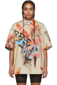 Heron Preston - Biege Robert Nava Edition Baseball Short Sleeve Shirt