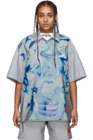 Heron Preston - Chemise à manches courtes argentée Skull Reflex