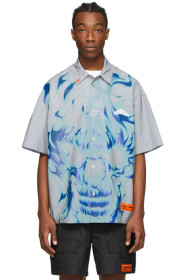 Heron Preston - 灰色 Skull 反光短袖衬衫
