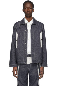 Kiko Kostadinov - Blouson en denim indigo et blanc cassé Tulcea