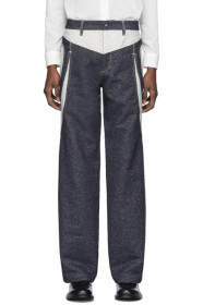 Kiko Kostadinov - Indigo & Off-White Riding Claw Jeans