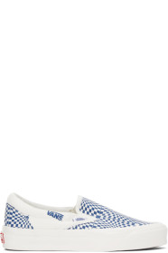 Vans - Blue & White CHECK OG Classic Slip-On LX Sneakers