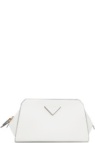 Prada - White Logo Zip Around Clutch