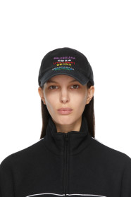 balenciaga - Black Embroidered Languages Cap