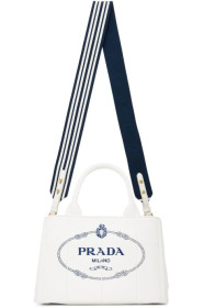 Prada - White Small Cotton Canvas Logo Tote