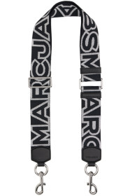 marc-jacobs - Black & Silver 'The Outline Logo Webbing' Shoulder Strap