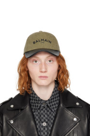 balmain - Khaki & Black Cotton Logo Cap