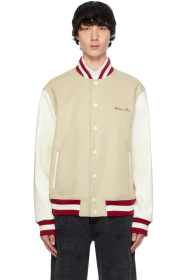 balmain - Beige Paneled Faux-Leather Bomber Jacket