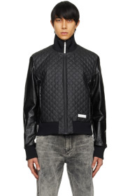 balmain - Black Main Lab Faux-Leather Bomber Jacket