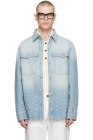 balmain - Blue Monogram Denim Shirt