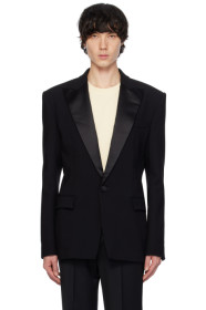 balmain - Black Peaked Lapel Blazer