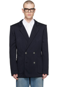 balmain - Navy Casual Mini Monogram Blazer