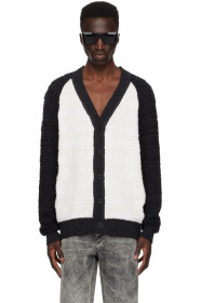 balmain - Off-White & Black Embroidered Cardigan