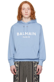 balmain - Blue Printed Hoodie