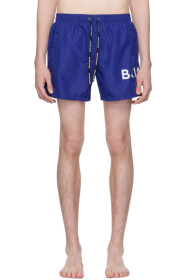 balmain - Blue Printed Swim Shorts