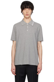 balmain - Gray Embroidered Polo