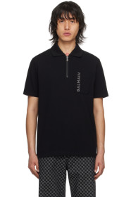 balmain - Black Half-Zip Polo