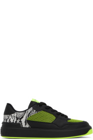 balmain - Black & Green B-Court Flip Snake-Effect Sneakers