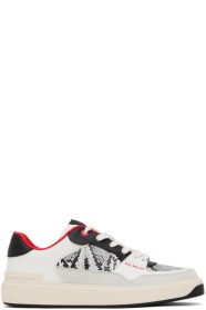 balmain - Gray & White B-Court Flip Snake-Effect Sneakers