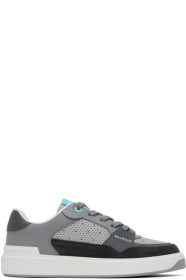 balmain - Gray & White B-Court Flip Perforated Leather Sneakers