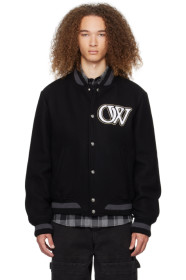 off-white - Black Varsity Bomber Jacket