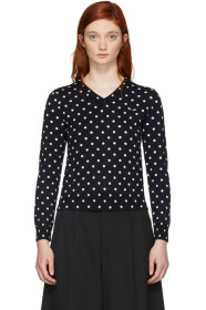 Comme des Garçons Play - Navy Polka Dot V-Neck Sweater