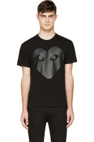 Comme des Garçons Play - T-shirt à logo à cœur brillant noir et charbon