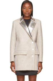 Paco Rabanne - Grey Wool & Silver Foil Coat